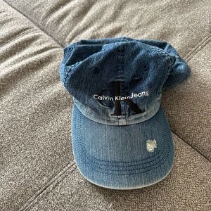Calvin Klein Jeans Distressed Blue Denim Hat